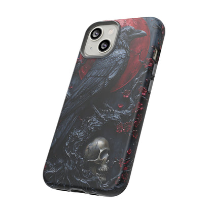 Gothic Sculpture Of Raven On Charcoal Tree Branch phone case design