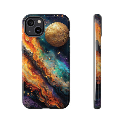 Cosmic Abstract Artwork With Dynamic Swirling Fluid Patterns phone case design.