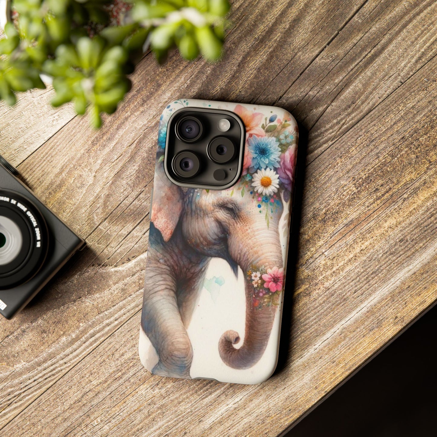 Joyful Floral Elephant Mobile Cover – Whimsical Watercolor Art