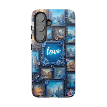 Blue Floral Love Frame Phone Case