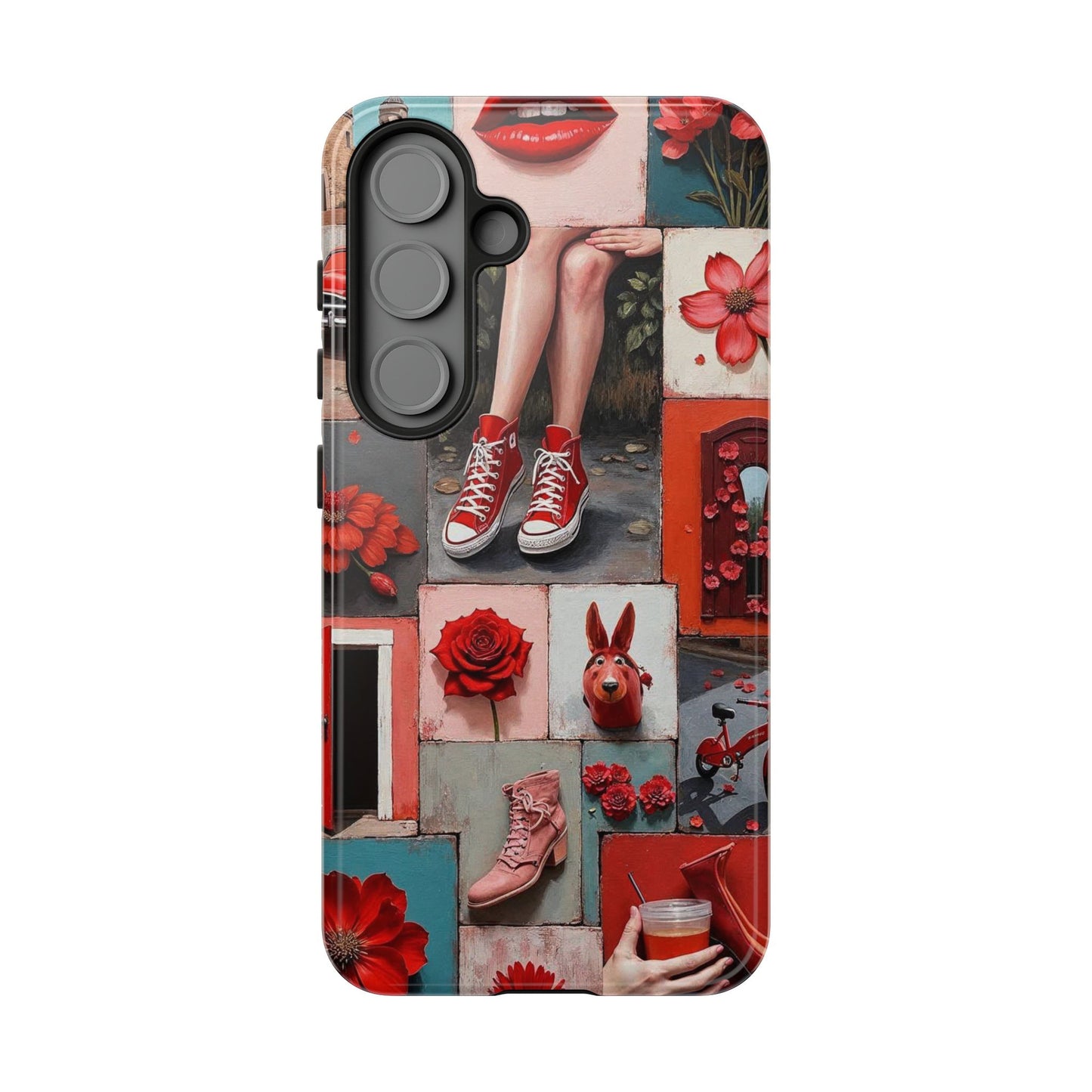 Red Sneakers & Roses Collage Phone Case