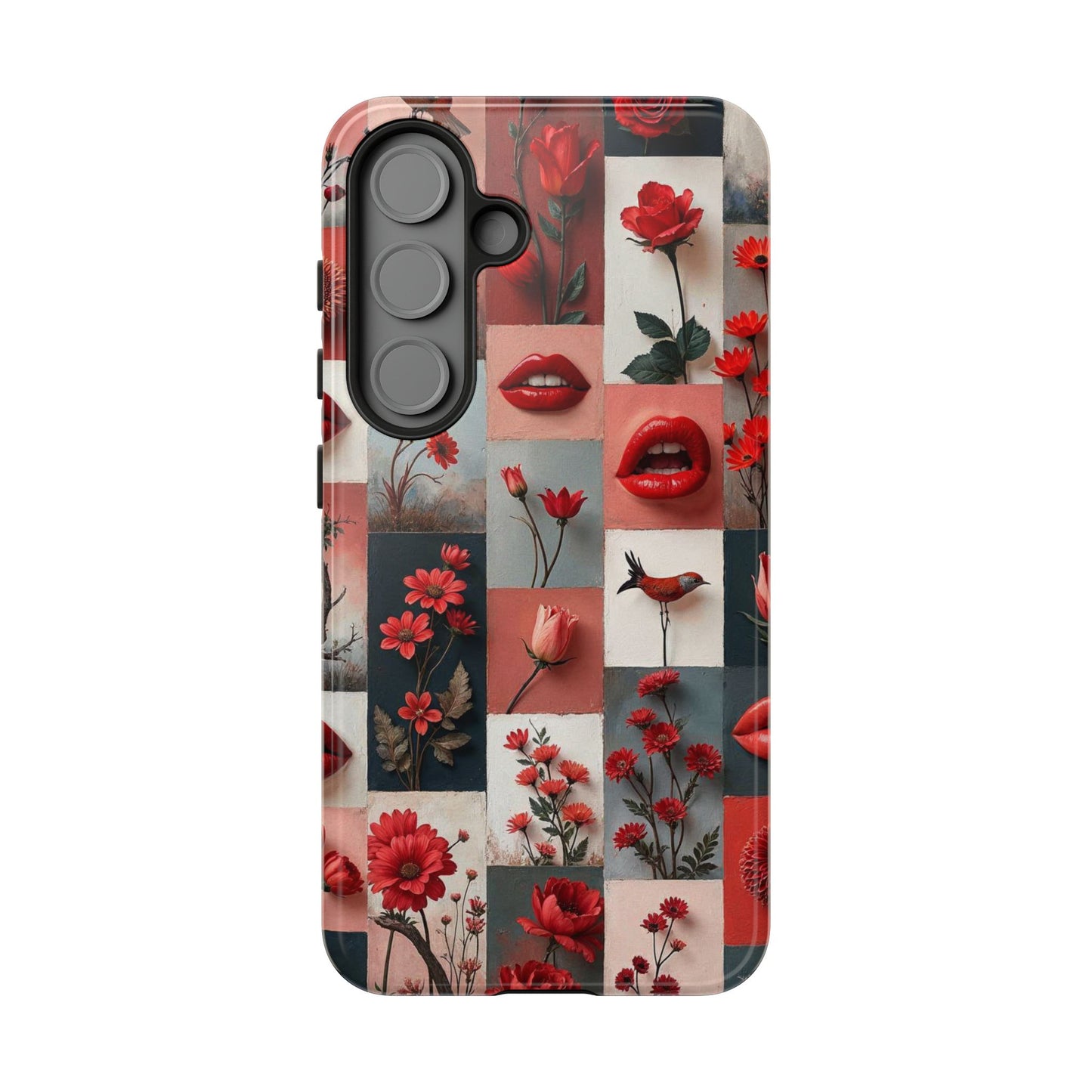 Red Flowers & Lips Collage Phone Case