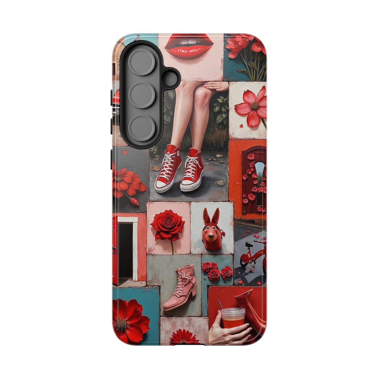Red Sneakers & Roses Collage Phone Case