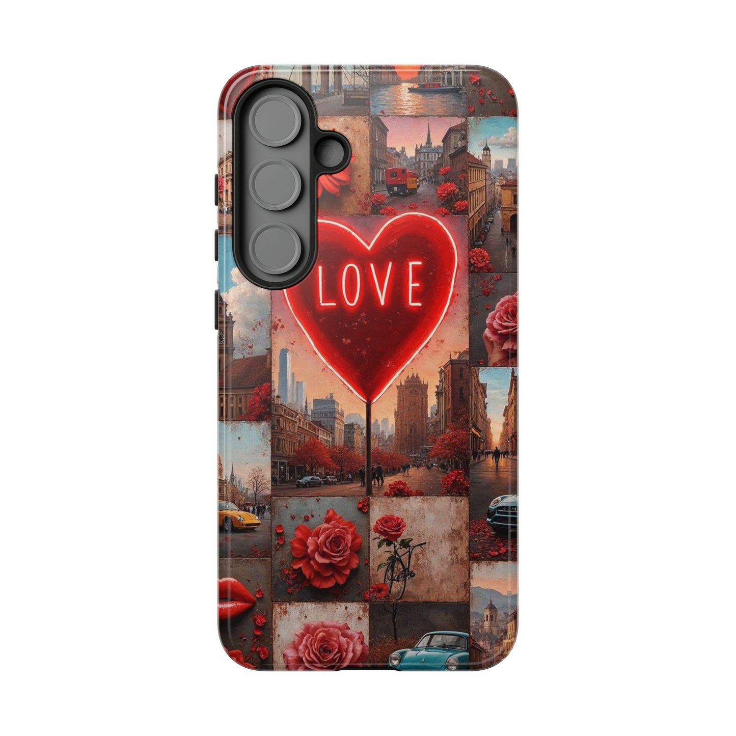 Neon Love Heart & Rose Phone Case