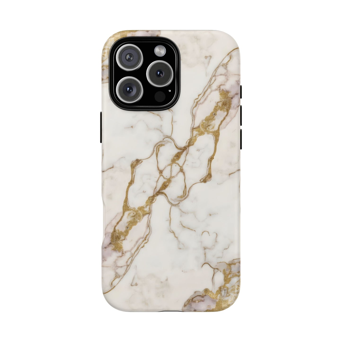 Elegant White and Gold Marble Case Design