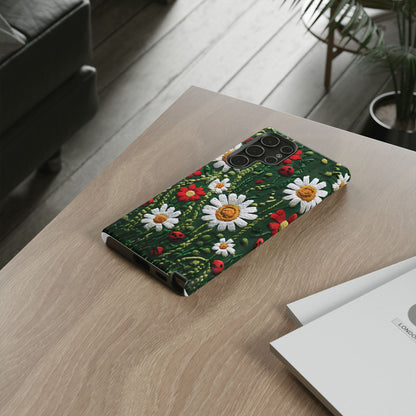 Knitted Pattern With Diamonds And Festive Motifs On Navy phone case design.