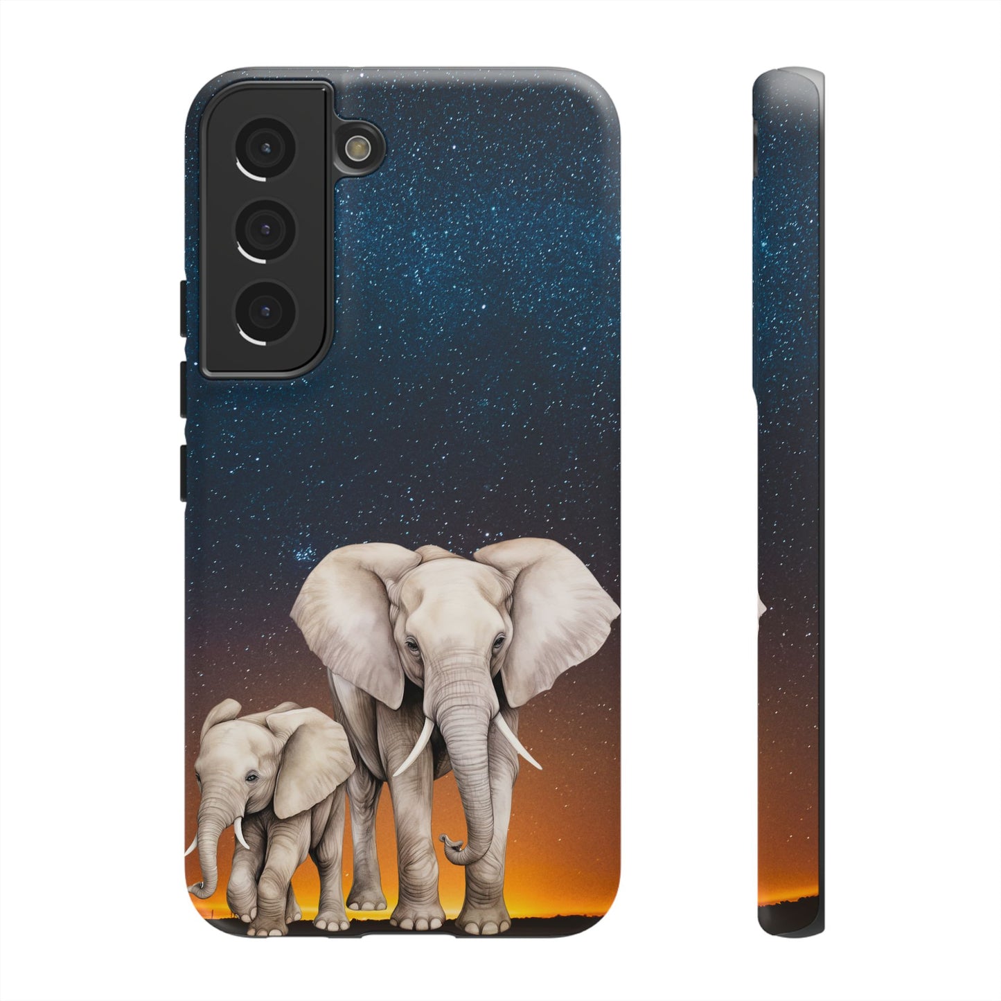 Starry Safari Elephant Family Mobile Cover – Cosmic Wildlife Aesthetic