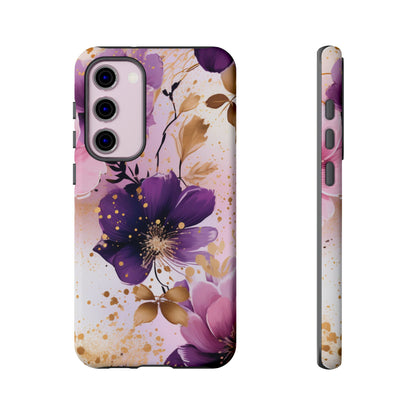 Luxury Purple & Gold Floral Aesthetic Mobile Case