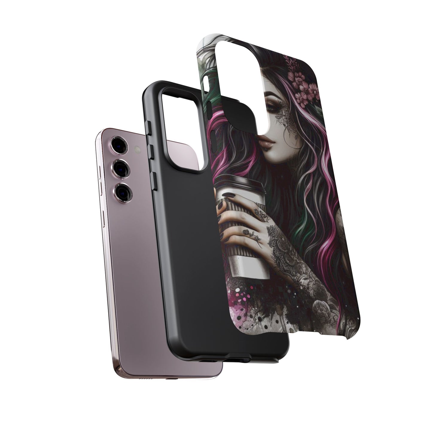 Tattooed Serenity – Gothic Coffee Lover Mobile Cover