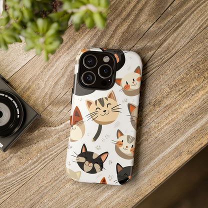Cute Cat Faces Phone Case – Kawaii Anime Style for iPhone, Samsung & Google Pixel, Fun and Playful Cat Design