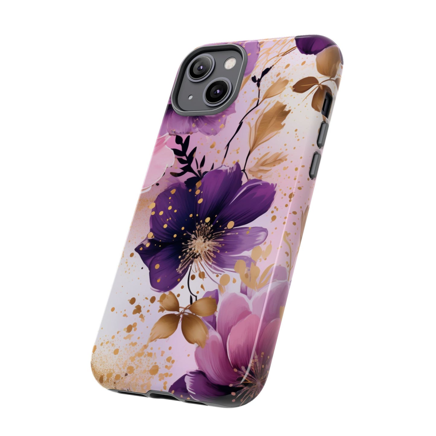 Luxury Purple & Gold Floral Aesthetic Mobile Case