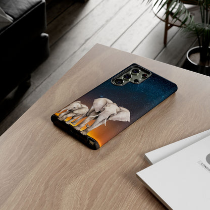 Starry Safari Elephant Family Mobile Cover – Cosmic Wildlife Aesthetic