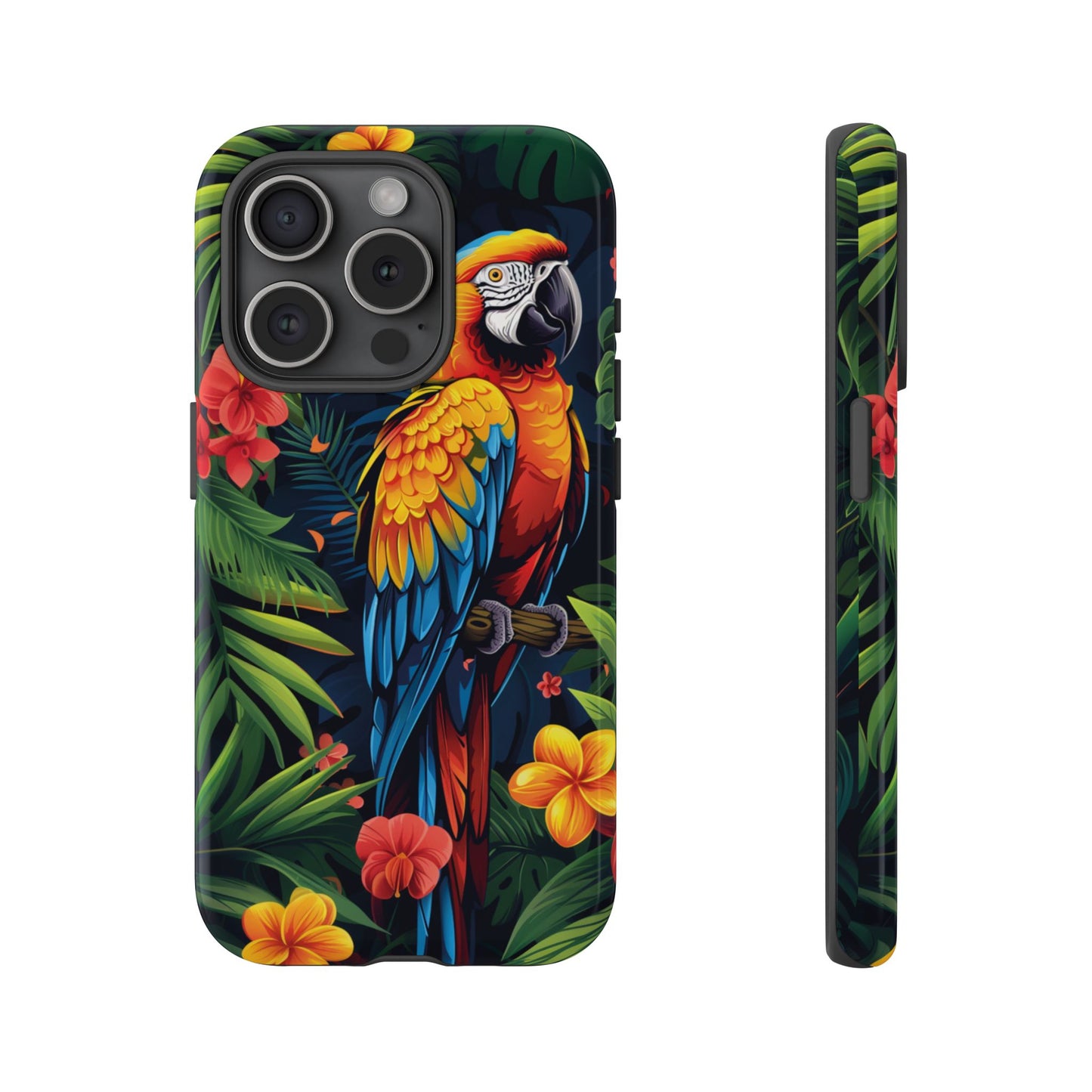 Floral Parrot Phone Case – Tropical Bird Design for iPhone, Samsung & Google Pixel