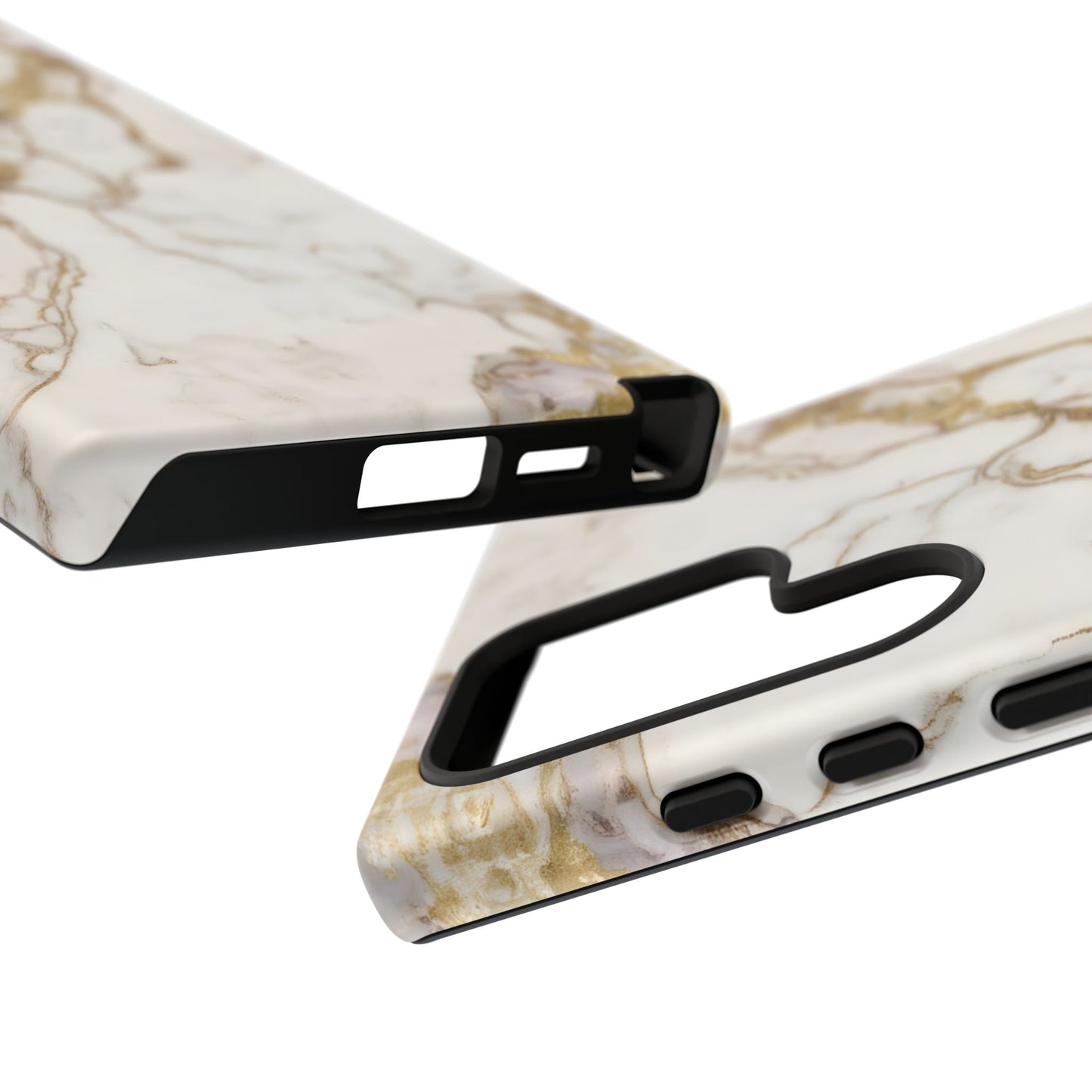 Elegant White and Gold Marble Case Design
