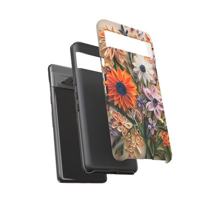 Intricate Quilled Floral Artwork In Vibrant Colors phone case design.
