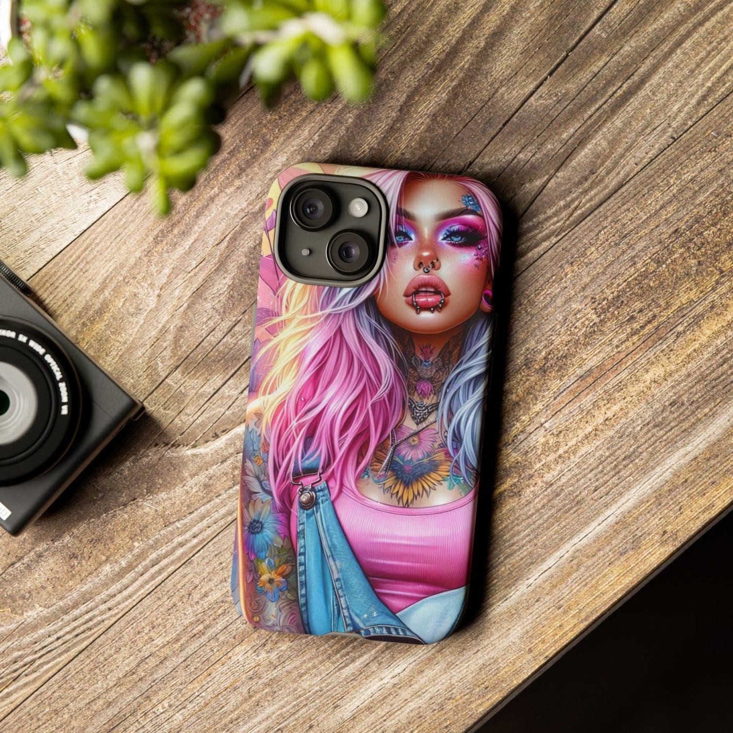 Sunset Glow – Pastel Punk & Floral Ink Mobile Cover
