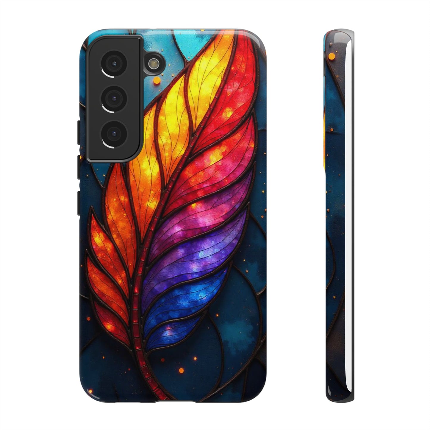 Vivid Feather: Stained Glass Abstract Art