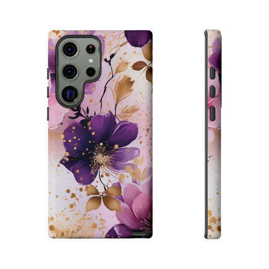Luxury Purple & Gold Floral Aesthetic Mobile Case
