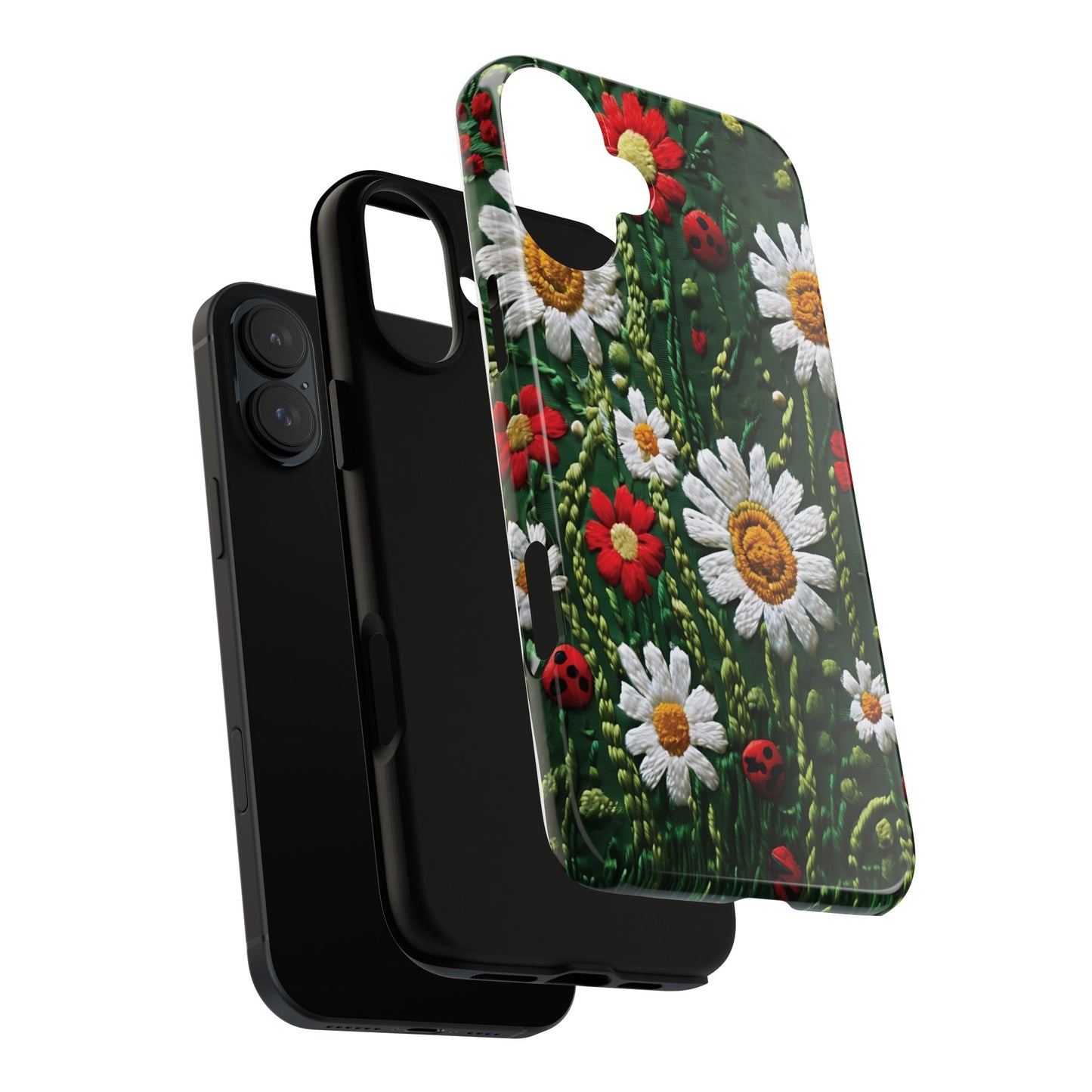 Knitted Pattern With Diamonds And Festive Motifs On Navy phone case design.