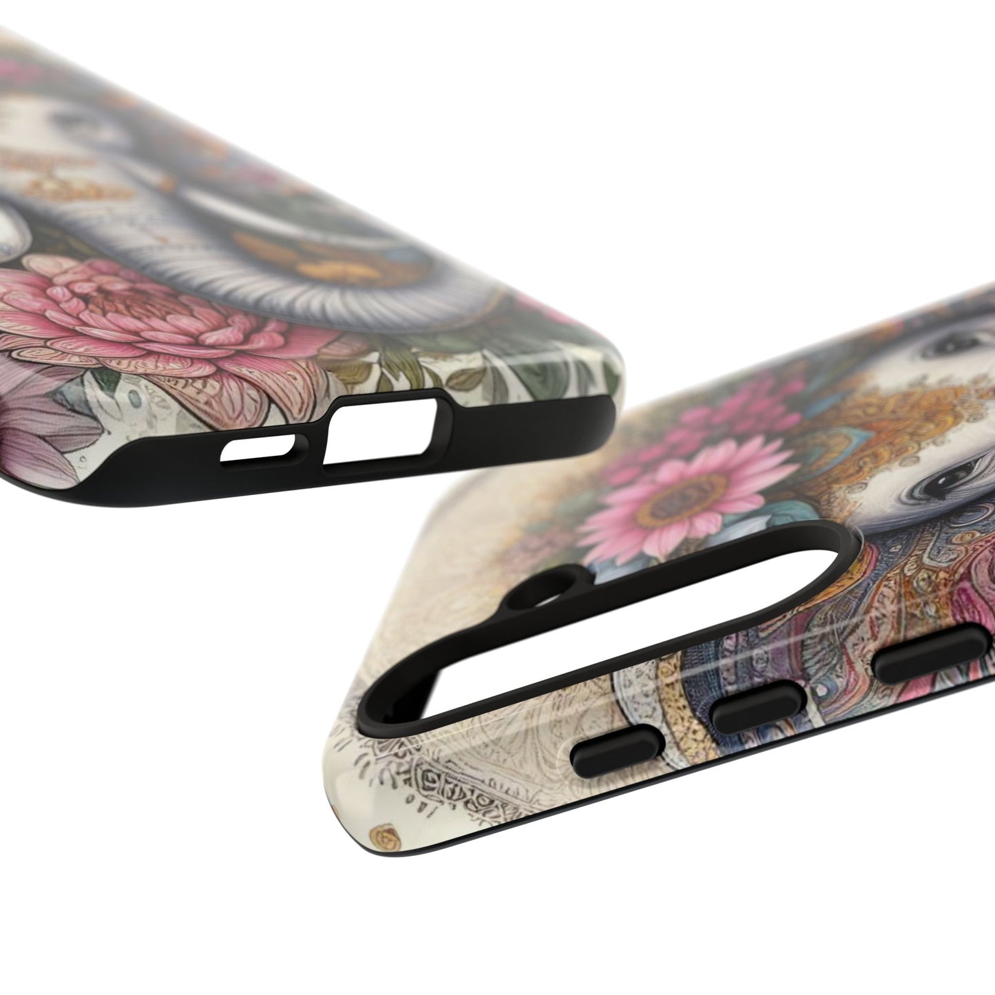Elegant Floral Elephant Mobile Cover – Royal Mandala Art