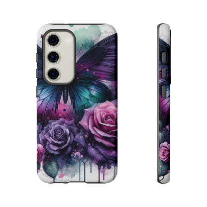Mystic Bloom – Vibrant Butterfly & Rose Art Mobile Cover