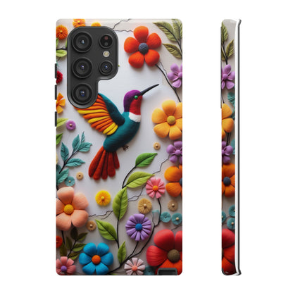 Embroidered Hummingbird with Floral Design | Nature's Elegant Stitch