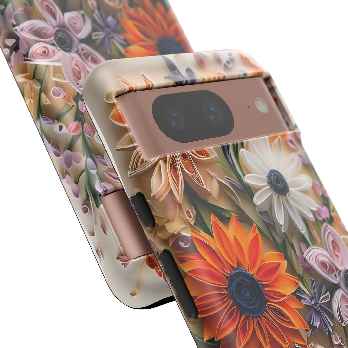 Intricate Quilled Floral Artwork In Vibrant Colors phone case design.
