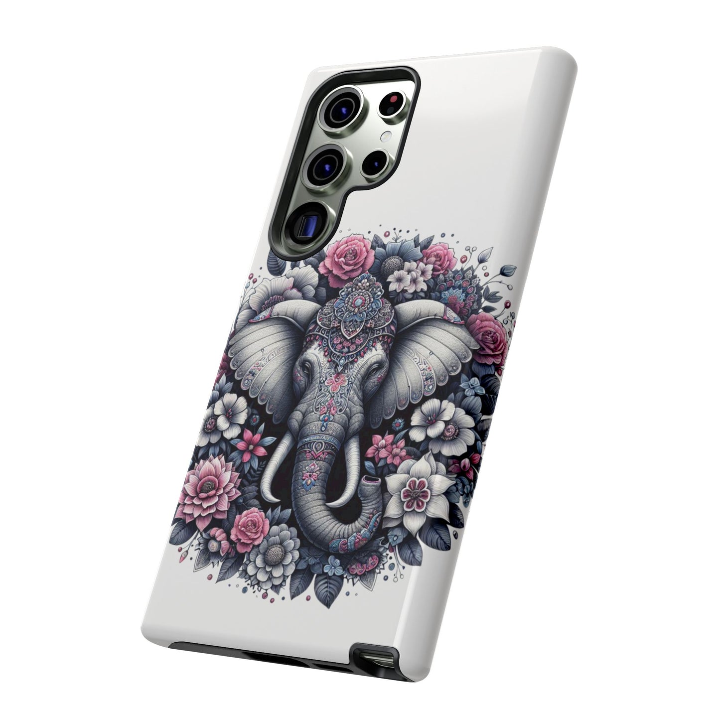 Ornate Floral Elephant Mobile Cover – Elegant Bohemian Art