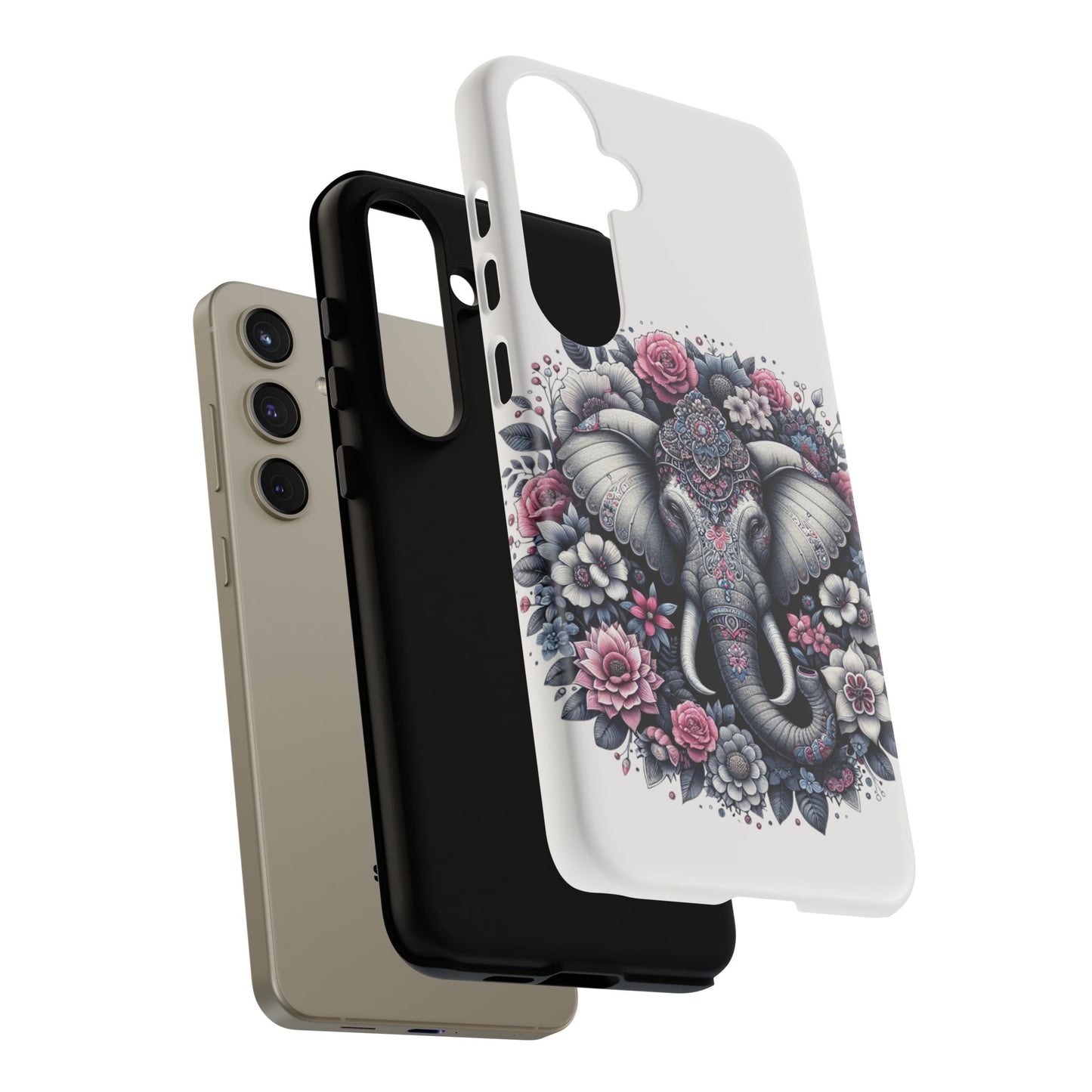 Ornate Floral Elephant Mobile Cover – Elegant Bohemian Art