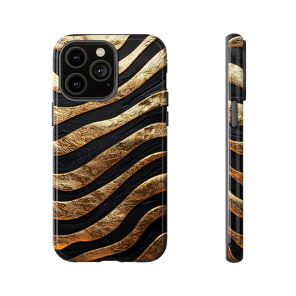 Luxury Black & Gold Zebra Stripes Phone Case for iPhone, Samsung & Google Pixel