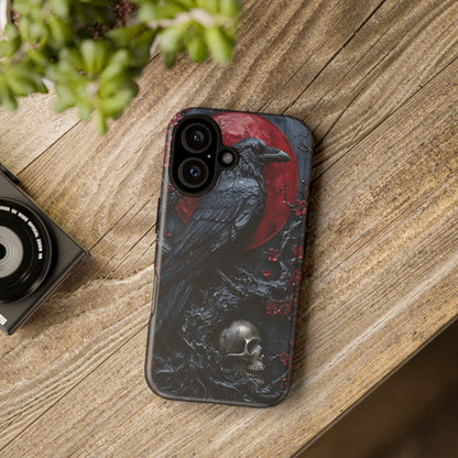 Gothic Sculpture Of Raven On Charcoal Tree Branch phone case design