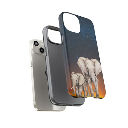 Starry Safari Elephant Family Mobile Cover – Cosmic Wildlife Aesthetic
