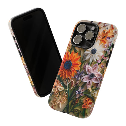 Intricate Quilled Floral Artwork In Vibrant Colors phone case design.