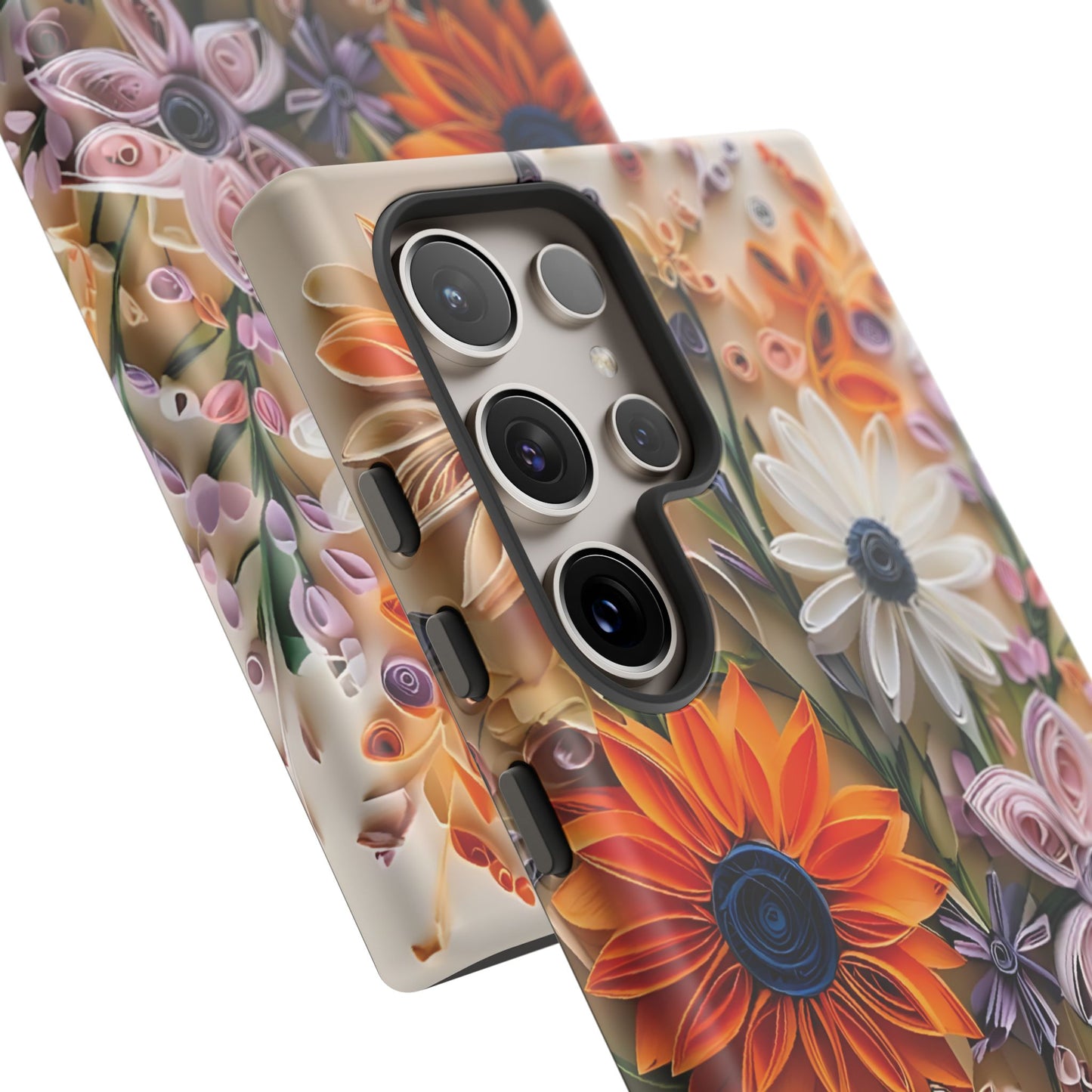 Intricate Quilled Floral Artwork In Vibrant Colors phone case design.