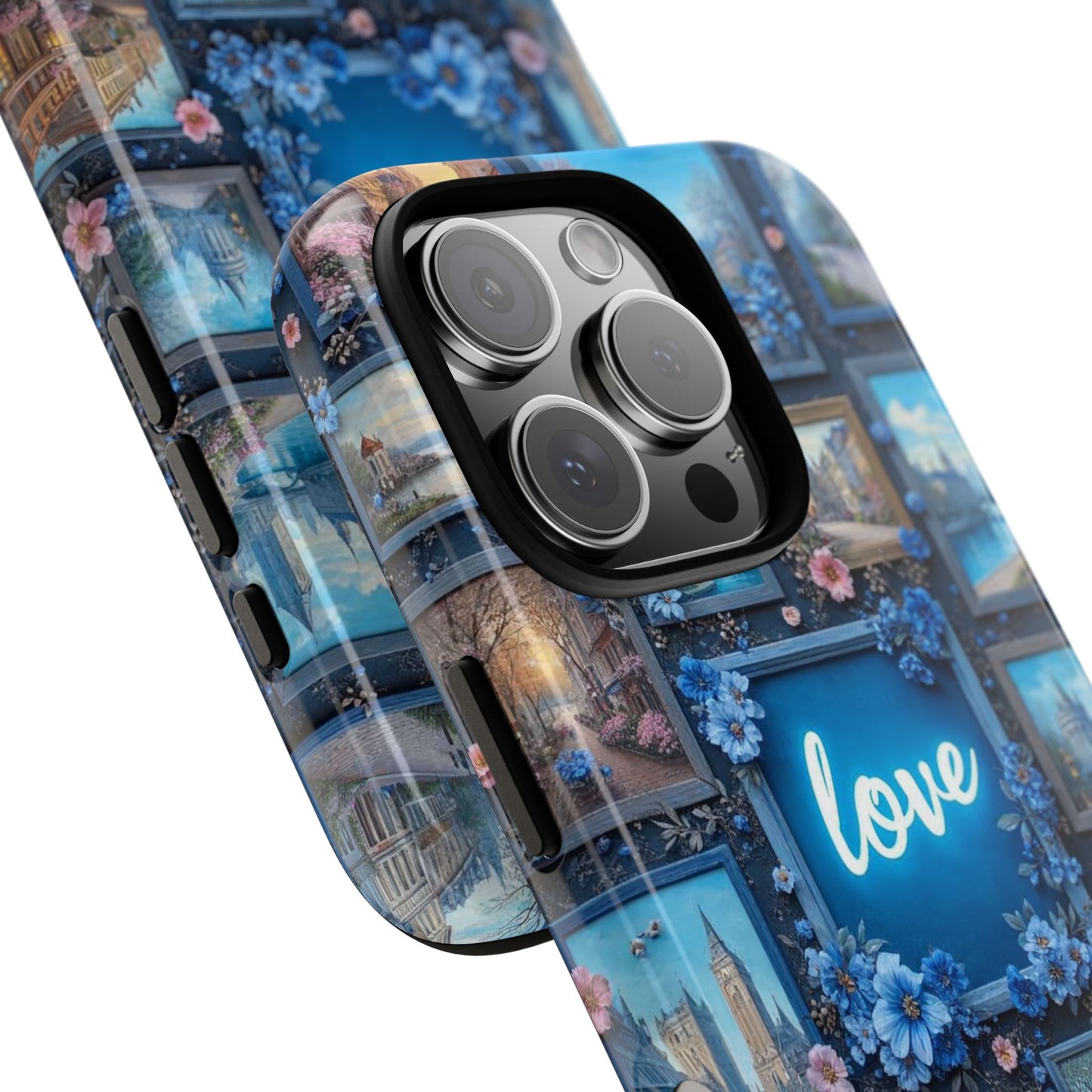 Blue Floral Love Frame Phone Case