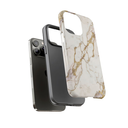 Elegant White and Gold Marble Case Design