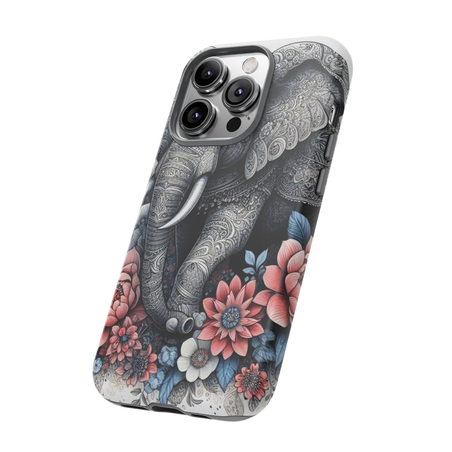 Mandala Elephant Mobile Cover – Elegant Black & White Floral Art