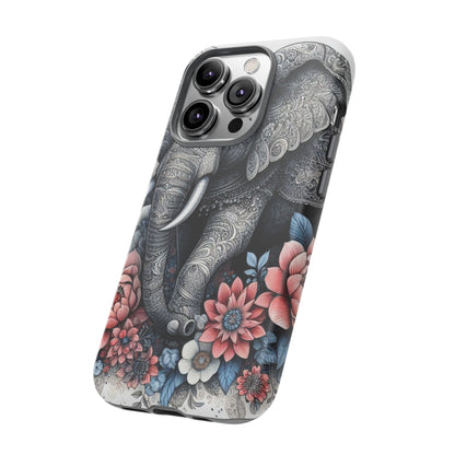 Mandala Elephant Mobile Cover – Elegant Black & White Floral Art