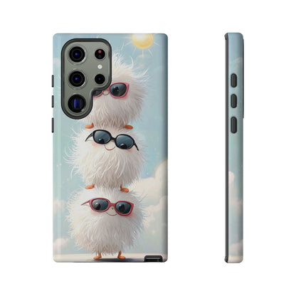 Fluffy Anime Phone Case – Cute Kawaii Fuzzy Creatures, Aesthetic Pastel Art, Soft Cloudy Background, iPhone, Samsung & Google Pixel Case