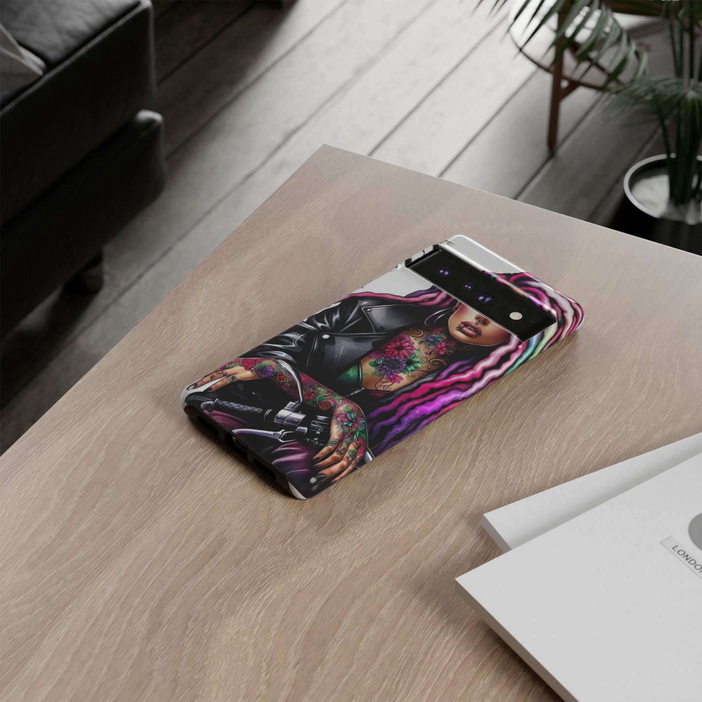 Neon Rebel – Vibrant Biker Queen Mobile Cover