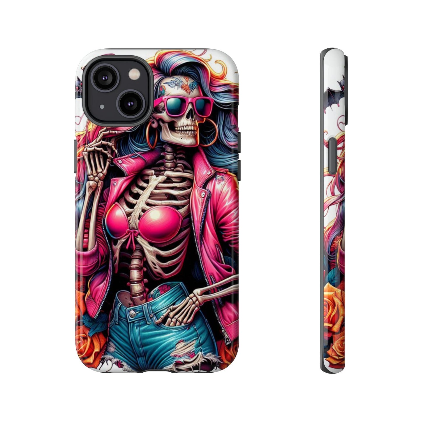 Neon Bones – Retro Skeleton & Vibrant Punk Aesthetic Mobile Cover