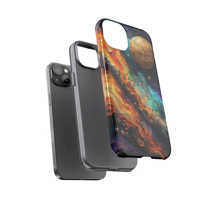 Cosmic Abstract Artwork With Dynamic Swirling Fluid Patterns phone case design.