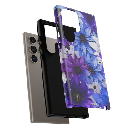 Blue & Purple Floral Splash Mobile Cover – Elegant Artistic Flowers