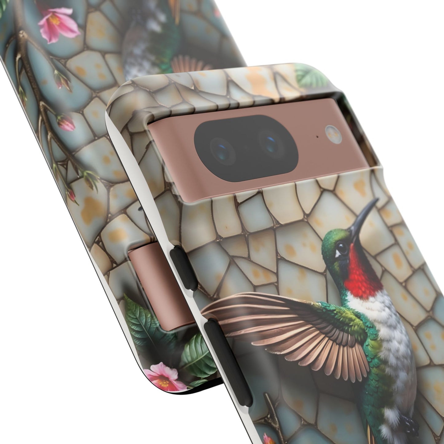 Vivid Hummingbird with Blossoming Branches | Artistic Mosaic Style