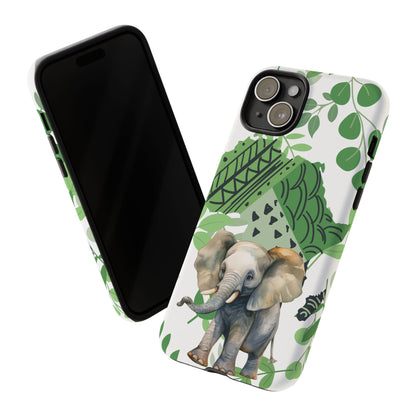 Playful Baby Elephant Mobile Cover – Tropical Boho Art