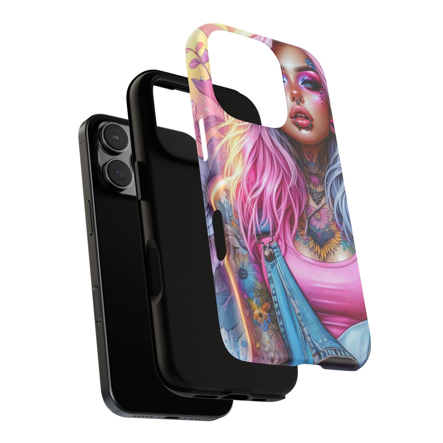 Sunset Glow – Pastel Punk & Floral Ink Mobile Cover