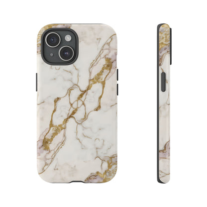 Elegant White and Gold Marble Case Design
