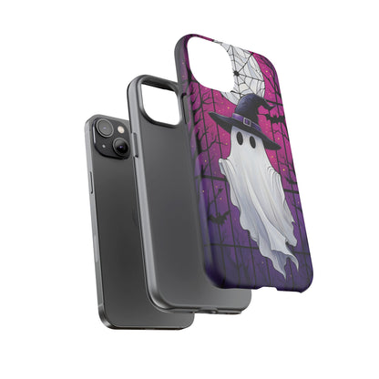 Stylized Halloween Illustration of a Ghost in Stained Glass  phone case design.