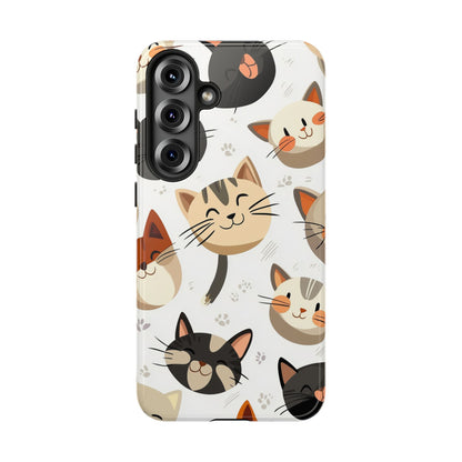 Cute Cat Faces Phone Case – Kawaii Anime Style for iPhone, Samsung & Google Pixel, Fun and Playful Cat Design