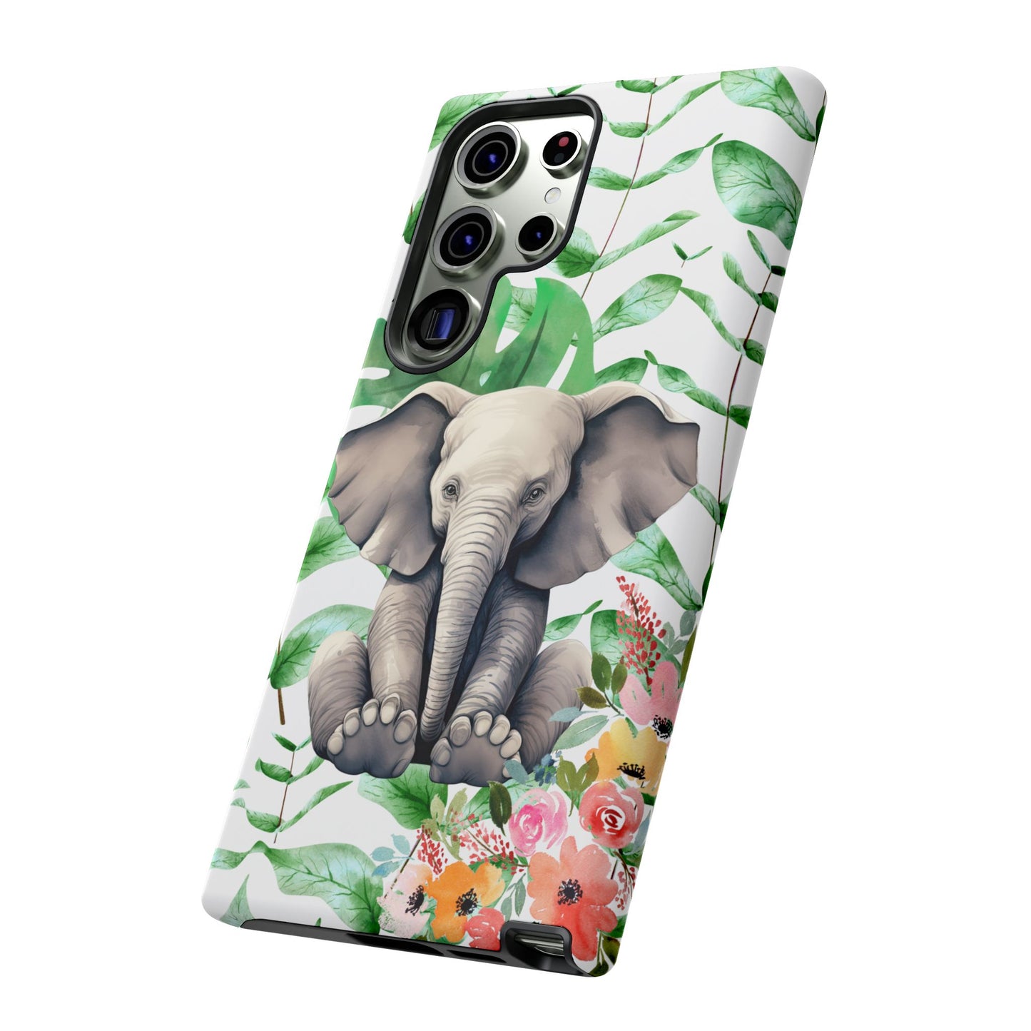 Cute Baby Elephant Mobile Cover – Floral & Tropical Aesthetic